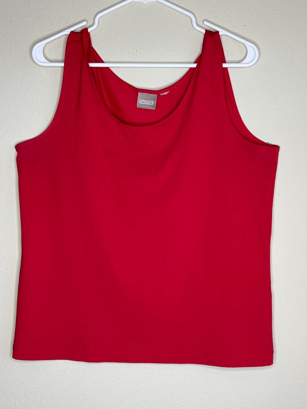 Chico's Crimson Red Microfiber Timeless Scoop Neck Tank Top Size 2 Large Layers